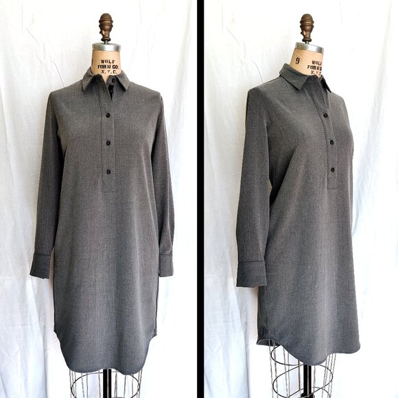 Sandwich Grey Knee-length Long-sleeved Collared Shirt Dress 36 Small 4 EUC - Picture 1 of 7